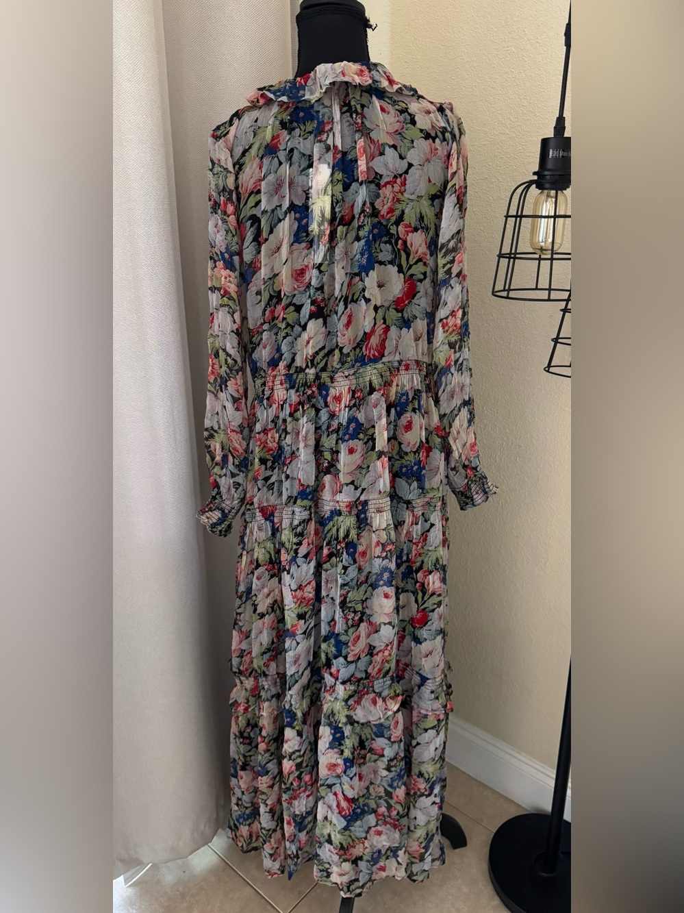 Anthropologie Marais Floral Chiffon Maxi Dress NWT Boho Romantic XS - Picture 7 of 9